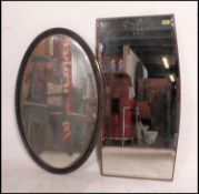 Two late 19th early 20th century bevel edged mirrors one having a mahogany frame