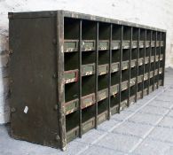 A Industrial believed ex military 1940's 44 section cubby stationary pigeon hole cabinet in