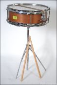 A vintage 1960's new era / premier 12 inch snare drum with collapsible and adjustable chrome stand
