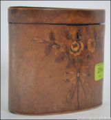 A George III satinwood and marquetry tea caddy,