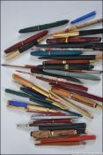 A collection of fountains pens from the 20th century to include Platignum,