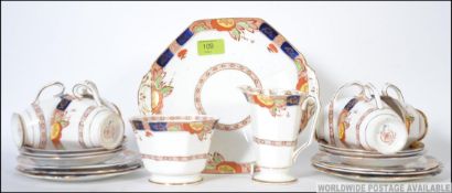 A six piece Royal Stafford Imari deco style tea service to include 6 cups and saucers ,