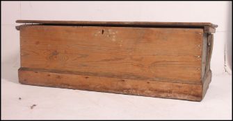 A large 19th century Victorian seaman's chest - blanket box with hinged top having rope handle
