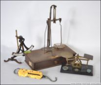 A collection of vintage scales to include continental German scales with enamel dial,