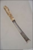 A late 19th century Anglo Indian carved Ivory handled knife,