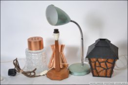 A vintage 1970's goose neck anglepoise desk lamp together with a collection of retro lamps
