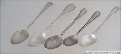A collection of 3 x 19th century tea spoons marks being partially rubbed together with 2 early 20th