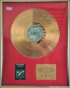 The Smiths - An original framed and glazed gold disc for The Smiths recording of The Queen Is Dead.
