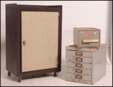 A collection of retro 20th century industrial cabinets to include a metal Bisley style cabinet with