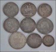 A good mixed lot of silver coins to include : a) Maria Theresa Thaler 1780 b) 1899 Queen Victoria