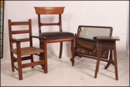 A Regency mahogany dining chair together with a Victorian bergere caned hall chair,
