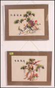two Chinese works in silk , both showing scenes of birds and foliates ,