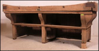 A large 19th century French butchers block bearing original label for Maison L Matta.