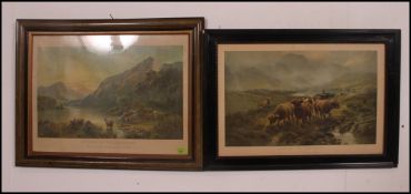 A pair of framed and glazed Highland scene prints depicting Highland cattle.