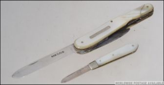 A good silver hallmarked and mother of pearl pen knife by Brookes & Crookes - John Brookes & Thomas