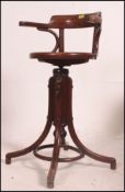 An early 20th century industrial believed Thonet swivel bentwood machinists - haberdashery stool