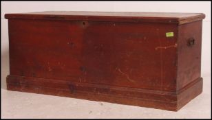 A Victorian pine chest / blanket box complete with interior candle box having hinged lid atop