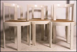 A set of six Conran for Habitat circular bentwood dinning chairs having rattan weave seats raised