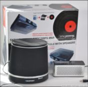 A boxed digital USB vinyl record player along along with a set of wireless Blau