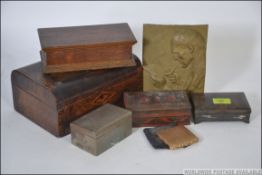A collection of boxes to include Victorian tunbridge inlaid,