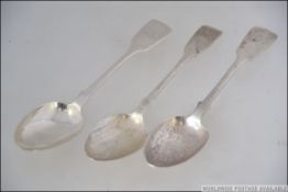 3 19th century Victorian silver hallmarked desert spoons, two by William Rawlings Sobey,