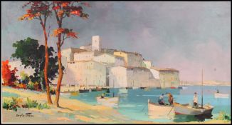 Doyly John (1906-1993) An oil on canvas painting of a Mediterranean Harbour Scene,