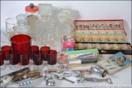 An extensive collection of retro bar glasses and accessories to include Pony, boxed shot glasses,