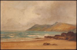 A 19th century oil on canvas painting of Bolt Head, Nr Salcombe, Devon.