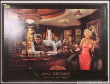 A mounted print of Elvis, James Dean,