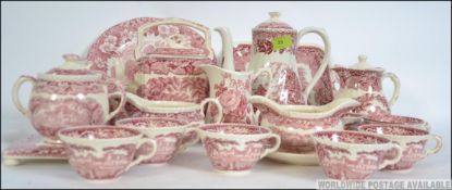 An extensive and comprehensive Masons Pink Vista iron stone china table service,