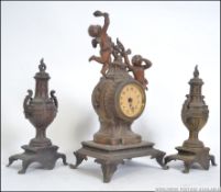A 19th century French 3 piece marble and spelter clock garniture.