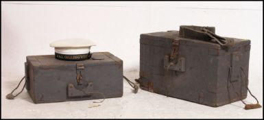 2 x 20th mid century century British ammunition boxes in painted colours and dated 1942 & 1954.