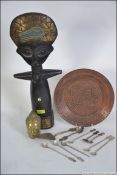 A collection of items collected in the 60's and 70's to include a bronze hollow cast bhudda head,
