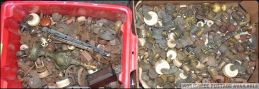 2 boxes of furniture fittings to include castors from the 18th / 19th and 20th century.