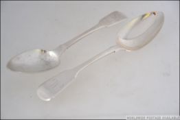 2 19th century Georgian silver hallmarked desert spoons one by George Turner & Thomas William