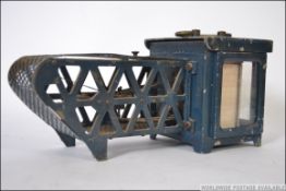A 1950's Casella barograph in galvanised blue painted metal case having a brass carrying handle