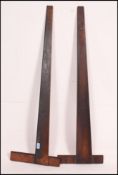 A pair of large vintage architects / joiners squares. Measures: 115cm largest.