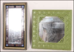 A contemporary Victorian style bevel edge mirror set within a painted fret pierced frame along with