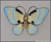 A Danish sterling silver and enamel butterfly brooch by BAHNER, Volmer .