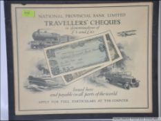 A framed and glazed advertising poster for National Provincial Bank advertising the sale of