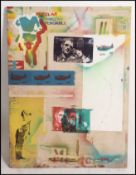 A 20th century pop art canvas being created on a recycled piece of canvas featuring musical acts