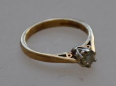 A hallmarked 9ct gold single stone diamo