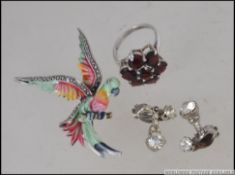 A silver hallmarked ladies flower head r