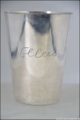 A silver 835 marked beaker of conical fo