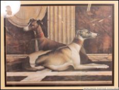 Large print of two seated greyhounds / l
