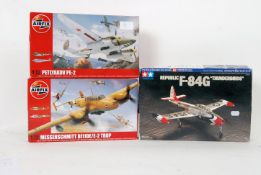 MODEL KITS: A collection of 3x model kits, all unused and complete to include Tamiya F84G,