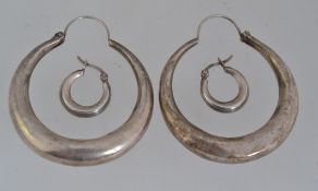 Two pairs of 925 silver hoop earings with lever post fasteners. Marked 925.