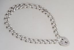 A good silver belcher linked bracelet with heart pendant padlock. 20cms long. weight 27.