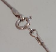 A silver and mother of pearl pendant necklace and chain. The chain measures 15