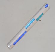 A contemporary silver pendant for a necklace stamped 925 with inset coloured bars by Fusion.